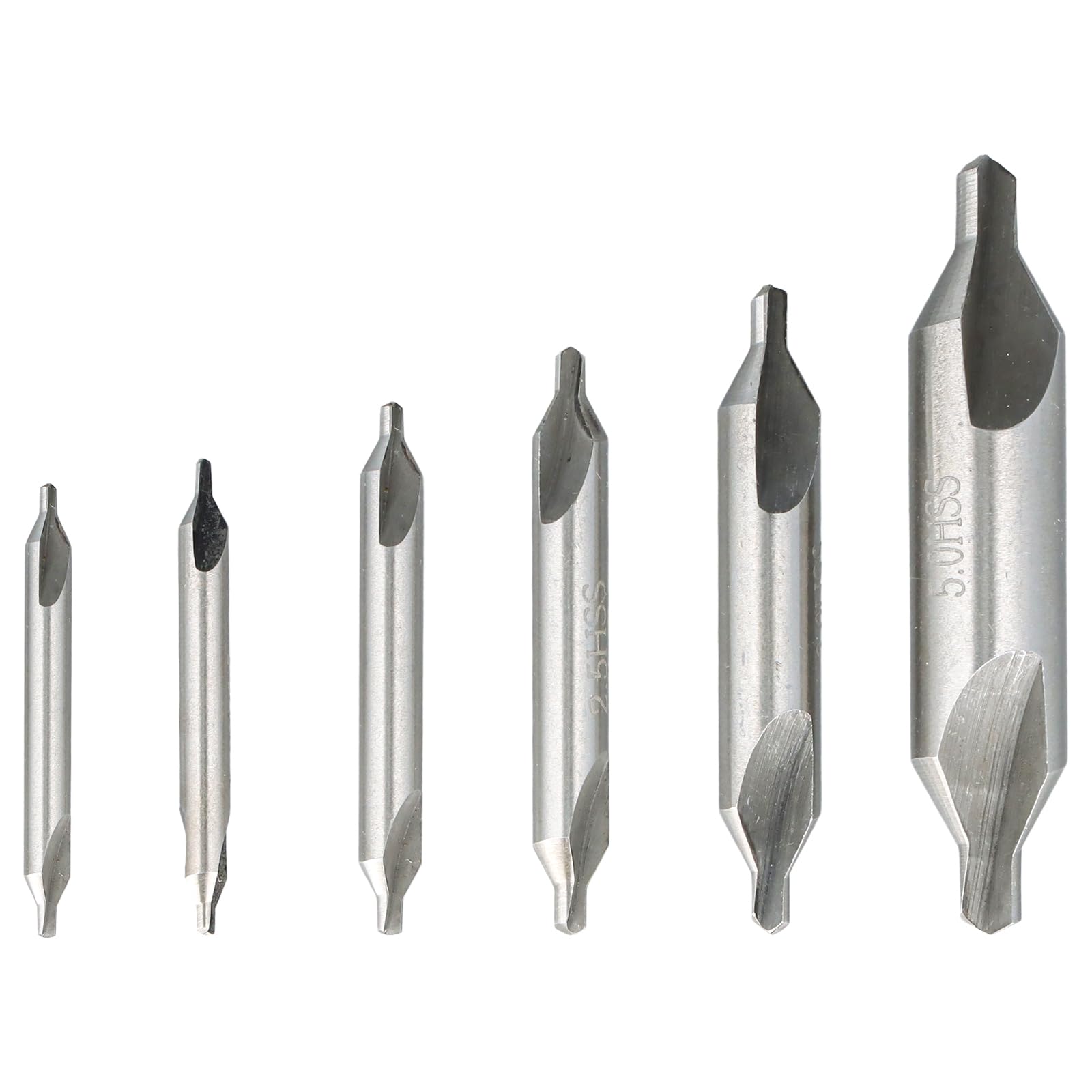 Center Drill Bits Set, 6 PCS HSS Metal Drill Bits, 60 Degree Self Centering Drill Bit, Centre Drill Bit, High Speed Steel, for Lathe Metalworking, Wood Lathe Accessories 1.0/1.5/2.0/2.5/3.0/5.0