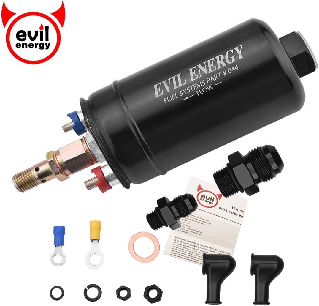 EVIL ENERGY 12V 255LPH EFI External Inline Fuel Pump High Flow Universal under 43 PSI(3.0 bar