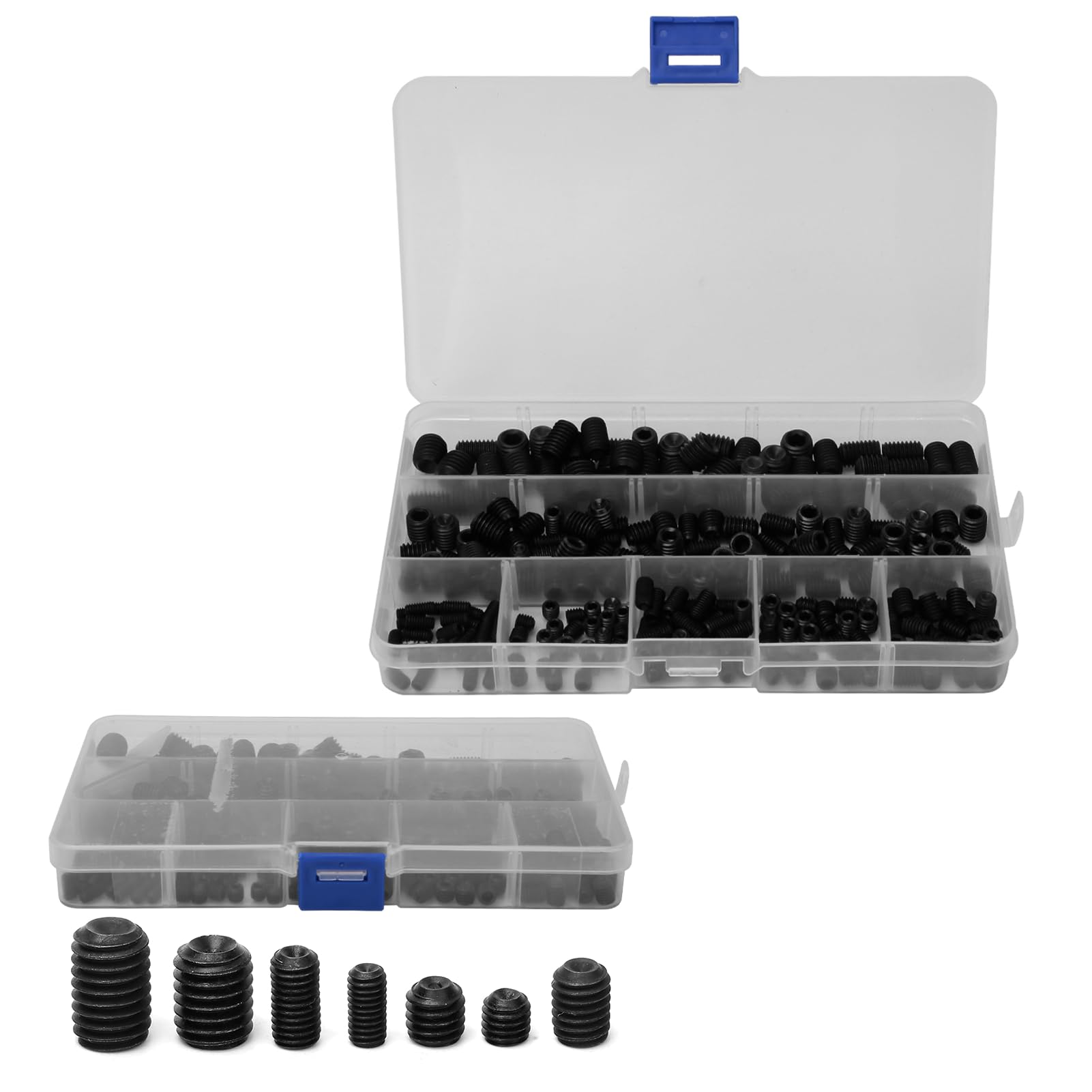 Grub Screws Assorted, 250 Pcs M4 M5 M6 M8 M10 Nuts And Bolts, Hex Socket Head Cap Screws, Socket Set Screw Bolts Assortment Kit