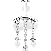 OUFER 16G Hidden Helix Jewelry-Chain Clear CZ Pendant Vertical Helix Piercing Jewelry Flat Back Push Pin Earring Vertical Rook Tragus Earrings