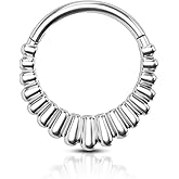 COCHARM V-Shaped Striped Septum Rings,16G Septum Jewelry, Surgical Steel Helix Daith Earrings for Women, Helix Daith Piercing Jewelry