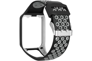 LOKEKE Dual-Colors Replacement Silicone Wrist Strap Band For TomTom Runner 2/3/ TomTom Adventurer/TomTom Golfer 2/ TomTom Spark/Spark 3(Silicone Black +Gray)