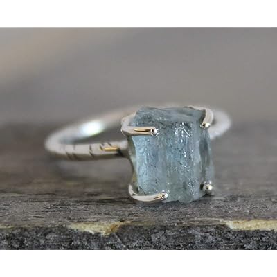 Raw Aquamarine Sterling Silver Ring size 7