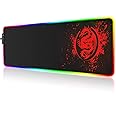 Large Anime Dragon Keyboard Mat - 15 Light Modes, High Performance, Extended Mouse Pad & Keyboard Mat Combined - Gaming Mat 31.5 X 12in (Red)
