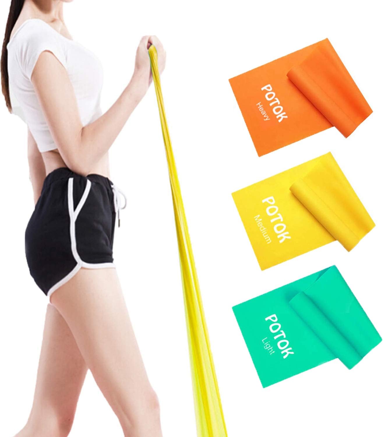 Resistance Bands Set, Latex Exercise Bands with 3 Resistance Levels, Skin-Friendly Elastic Bands for Home Workout, Strength Training, Physical Therapy, Yoga, Pilates