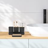 FEILANDUO 5 Pcs Bathroom Accessory Set Black Boho Modern Decor Dispenser view 4