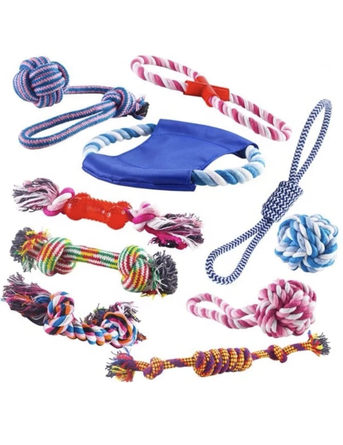 Puppy Dog Chew Toys Teething Training - 10pcs Rope Toys, 100% Natural Cotton for Small & Medium Dogs