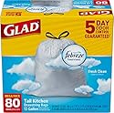Glad OdorShield Tall Kitchen Drawstring Trash Bags - Febreze Fresh Clean - 13 Gallon - 80 count