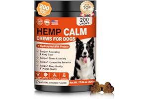 NHWHDJH Hemp Calming Chews for Dogs-Dog Calming Chews Anxiety Relief Bites with Melatonin HMP for Dog Relaxing Aid-Car Anxiety Fireworks and Thunder Stress Relief Treats Supplements for Puppies Small All Dogs