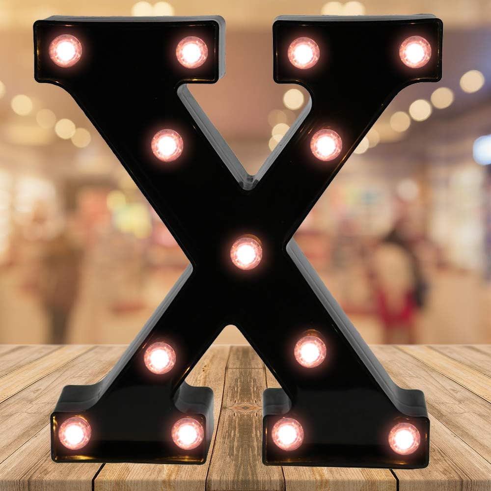 Amazon Com Oycbuzo Light Up Letters Led Letter Black Alphabet Letter Night Lights For Home Bar Festival Birthday Party Wedding Decorative Black Letter X Home Kitchen