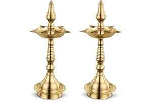 AVADOR® Handcrafted Brass Diya for Puja | Traditional Indian Oil Lamp for Diwali, Home Temple, Decoration | Kerela Fancy (2)