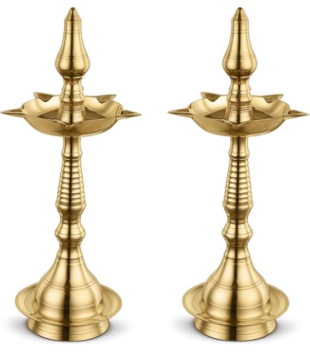 Decorazione Da Parete In Ottone Diya – Lampada Ad Olio Deepam Con Campane, Finitura Antica Lucida, 28 Cm