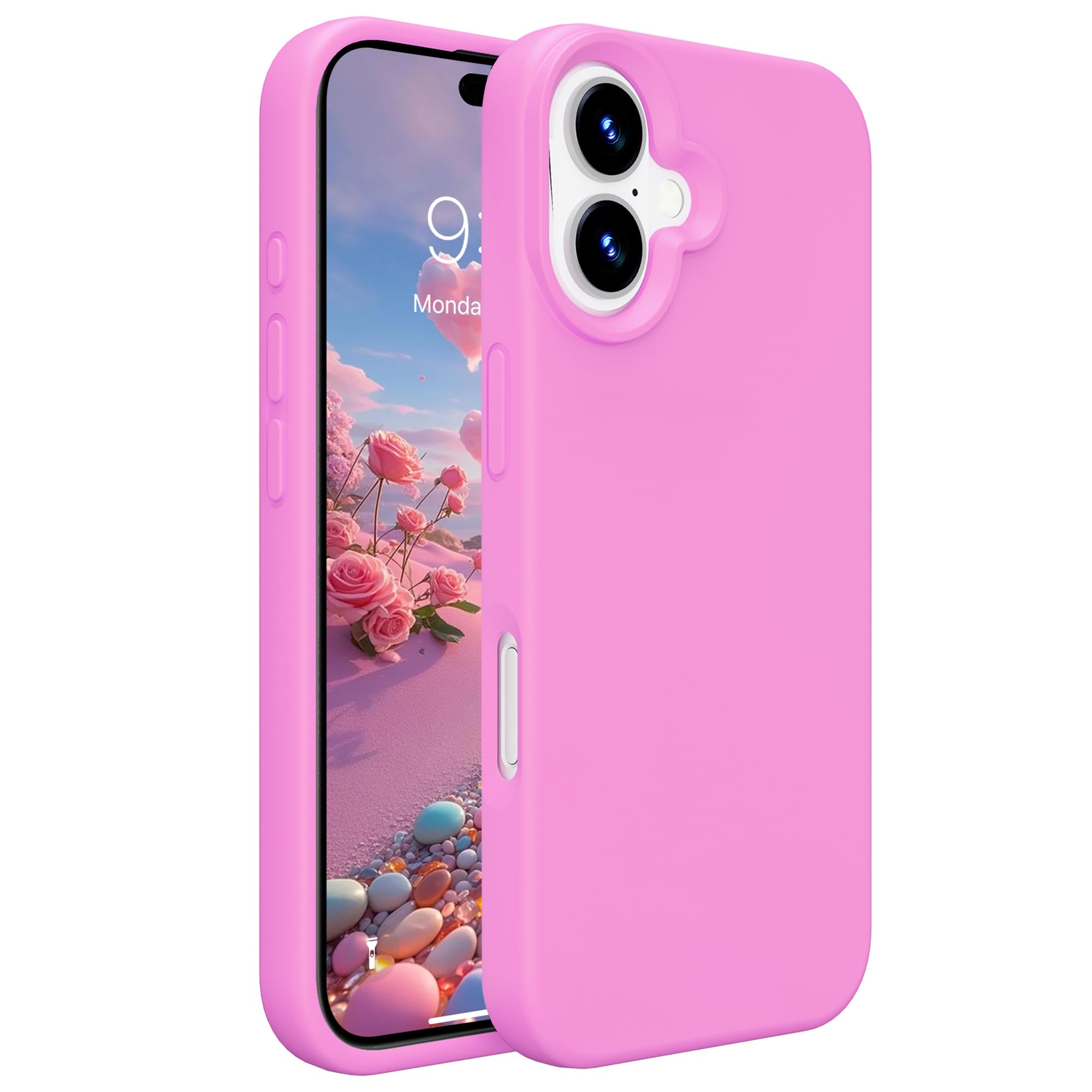 EUMADOVE for iPhone 17 Case, Premium Silicone Case with [Soft Anti-Scratch Microfiber Lining] Shockproof Protective Phone Case iPhone (Pulm Pink, 17)