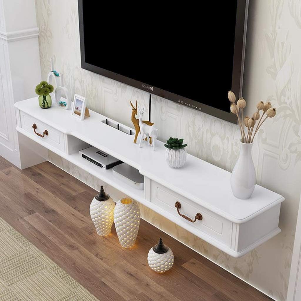ZXYY TV-Wandschrank mit schwimmendem Regal und Wandregal mit Schublade