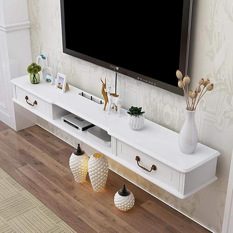 ZXYY TV-Wandschrank mit schwimmendem Regal und Wandregal mit Schublade