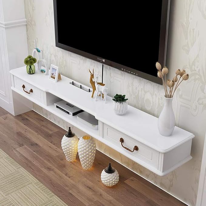 ZXYY TV-Wandschrank mit schwimmendem Regal und Wandregal mit Schublade