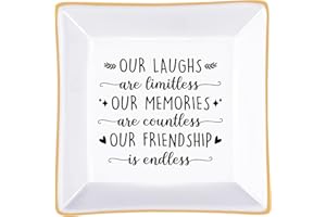 PUDDING CABIN Best Friend Birthday Gifts for Women Friendship is Endless Jewelry Dish for Women Rings Earrings, Unique Gifts for Woman Female Friend Birthday Christmas Mothers Day Gift