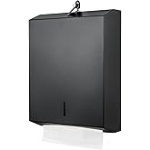 Paper Towel Dispenser Wall Mount Commercial c fold Multifold Trifold, Touchless Hand Towel Dispenser with Lock, (Matte Black)