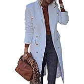 Kinghua Wool Coats for Women Fall Winter Double Breasted Blazer Jackets Dress Pea Coat Long Trench Coat Peacoat