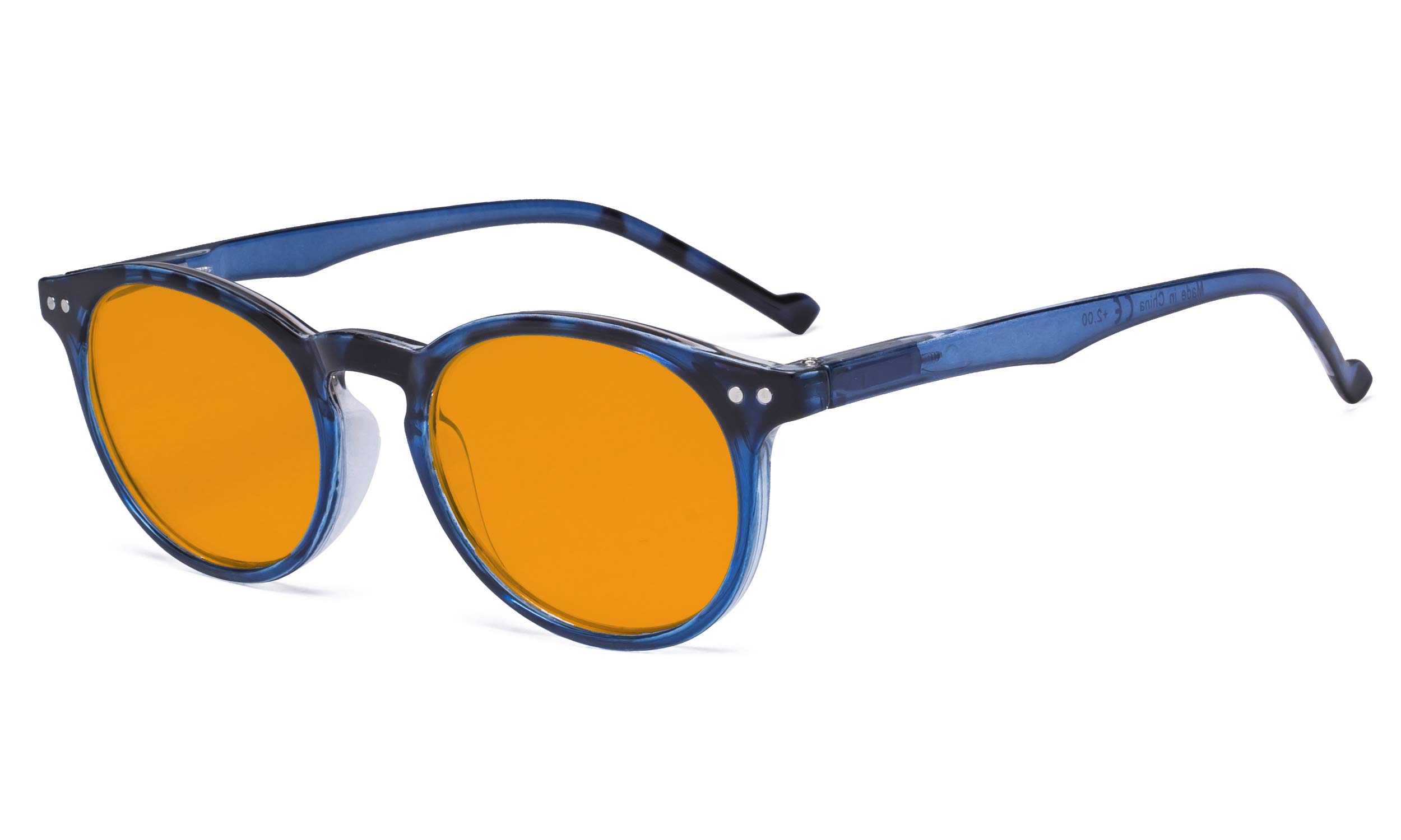 Eyekepper Stylish Blue Light Blocking Glasses Women - Anti Digital Glare UV Ray Oval Round Computer Reading Glasses with Orange Tinted Filter Lens - Blue +2.00 — image 1