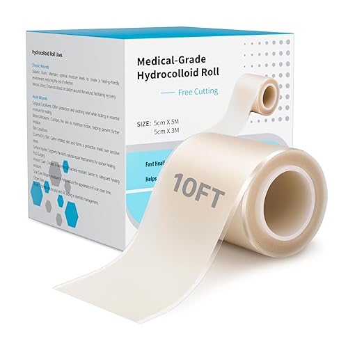 Hydrocolloid Roll for Wound Care ‌Edge-Peel with Edges,（2in*10ft） Cut-to-Size Extra Large Hydrocolloid Patch Bandages with Self-Adhesive, Ultra Absorbent, Flexible Waterproof, First Aid Kit Essential