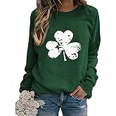 Ykomow St Patricks Day Sweatshirt Women Long Sleeve Leopard Shamrock St. patricks Shirts Tees