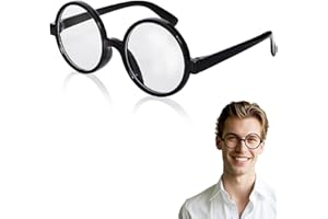 ROC PARTY Classic Round Frame Wizard Glasses - Costume Eyeglasses for Adults - Halloween, Cosplay & Party Accessories
