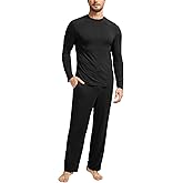 GYS Bamboo Viscose Men's Pajama Sets Long Sleeve Plaid Loungewear Sets with Pockets