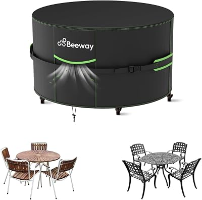BEEWAY Garden Furniture Cover 128cm Ø 73cm Waterproof Windproof 420D