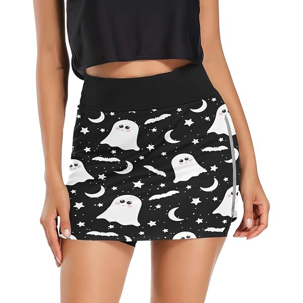 Beroy Women's Cycling Skort Shorts With Padded Liner - Bike Skorts With Pockets (Black, XXL)