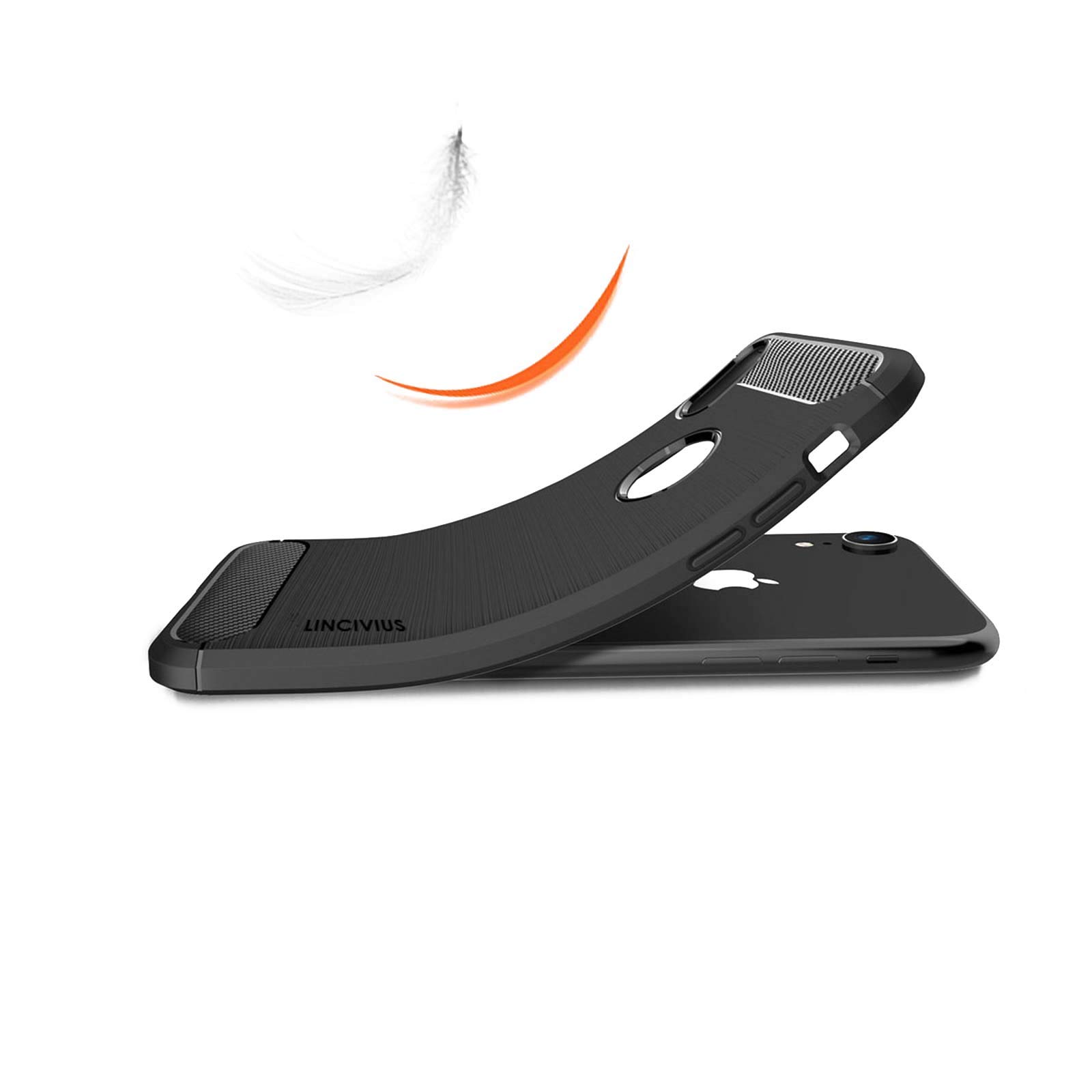 LINCIVIUS  Coque Apple iPhone XR [TPU Brushed Carbone] Protection Coque Carbon iphone XR Housse Etui Accessoires Silicone Souple Hybride Design Anti Choc