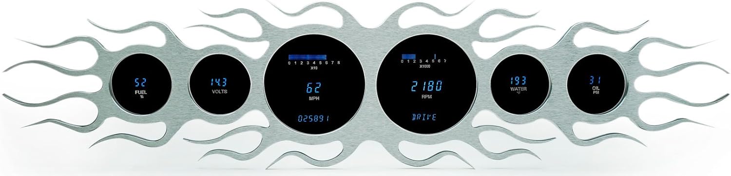 Dakota Digital VFD3-FLAME1 Dash 6 Gauge Flamed Street Rod Panel