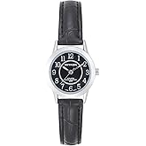 Miykon Ladies Watches for Women - Dainty Small Analog Womens Watch with Black Vegan Leather Strap - Second Hand, Ion Polished, Scratch Resistant Glass, Japanese Quartz, Waterproof to 100ft