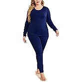 IN'VOLAND Women’s Plus Size Thermal Long Johns Sets Fleece Lined 2 Pcs Underwear Top & Bottom Pajama Set