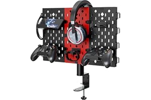 PUTORSEN Headphone and Controller Holder for Desk, Rotatable DIY Modular Headphones Holder & Controller Stand with Cable Hooks, Clamped Above/Under Desk for Xbox PS5 PS4 Switch Controller