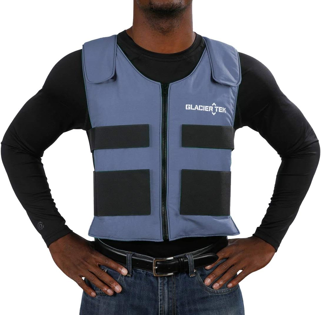 Glacier Tek Sports Cool Vest with Set of 8 Nontoxic Cooling Packs