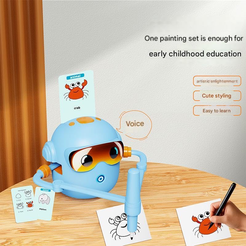 Interactive Drawing Robot for Kids with 100 Activity Cards, Montessori-Inspired Educational Art Toy with Voice Commands and 12 Color Pens – Creative STEM Drawing Machine for Boys Girls Ages 3-8