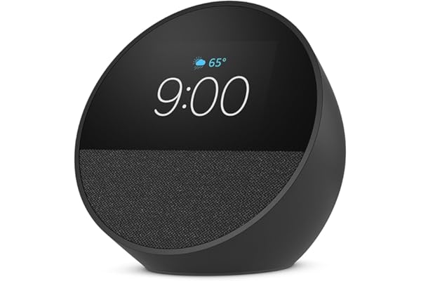 All-new Amazon Echo Spot (2024 release), Smart alarm clock with vibrant sound + Alexa, Black