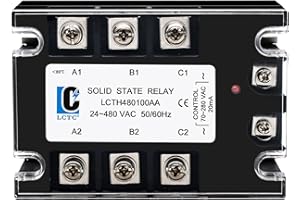 LCLCTC 3 Phase Solid State Relay SSR-100AA AC to AC(Input70-280V AC Output 24-480V AC)(AC to AC 100A)