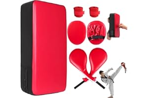 Tideme 7 in1 Taekwondo Kick Pad Set, Boxing Training Equipment, Martial Art Kicking Pad, PU Leather Boxing Focus Pad, Target Punching Pads and Hand Wraps for Karate, Sparring, MMA, Muay Thai