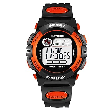 WUTONYU TM Unisex Kids Student Watches Fashion Sports Watches with Alarm Chronograph Long lasting battery Calendar Digital Watches Orange