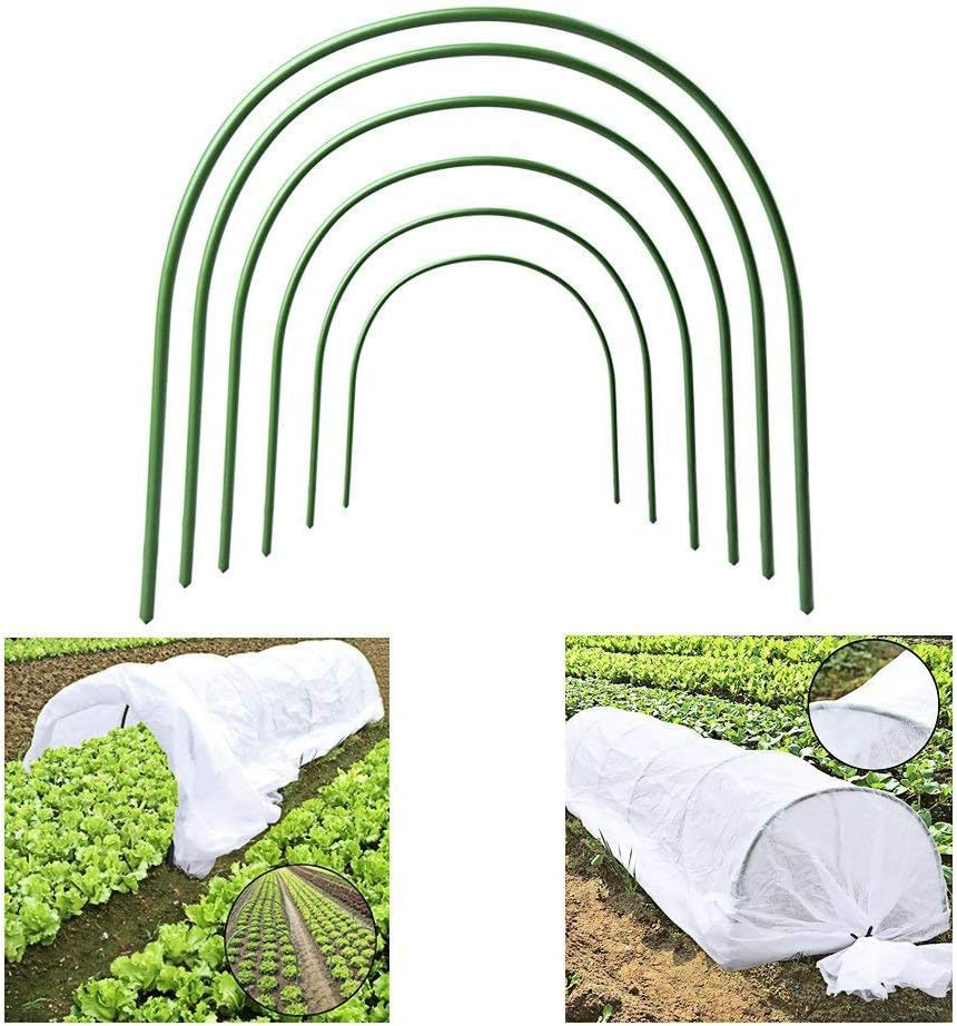 Firlar Grow Tunnel,Plant Mini Greenhouse,Tunnel Kits 0.9oz Plant Row Cover and 6 Pcs Steel with Plastic Coated Hoops, Garden Greenhouse Frost Protection