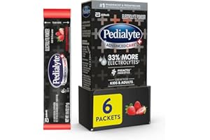 Pedialyte AdvancedCare Plus Electrolyte Powder, with 33% More Electrolytes and PreActiv Prebiotics, Strawberry Freeze, Hydration Drink Powder Packets, 0.6 oz, 6 Count