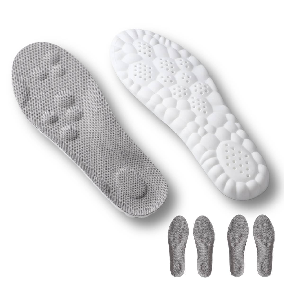 Photo 1 of 2 Pairs 4D Cloud Insoles for Women Men, Cuttable Soft Memory Foam Steppers Insoles for Anti Fatigue, Shock Absorption, Foot Pain Relief (Gray,Men11.5-12.5/Women13-14)