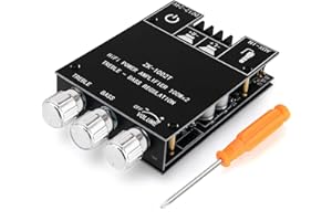 CZPPIF ZK-1002T Bluetooth 5.0 Amplifier Board, 200W 2.0 Dual Channel Stereo AMP, HiFi Subwoofer Audio Amp DC 12-24V with Treble and Bass Control BT and AUX Inputs for DIY Speakers, Password Free