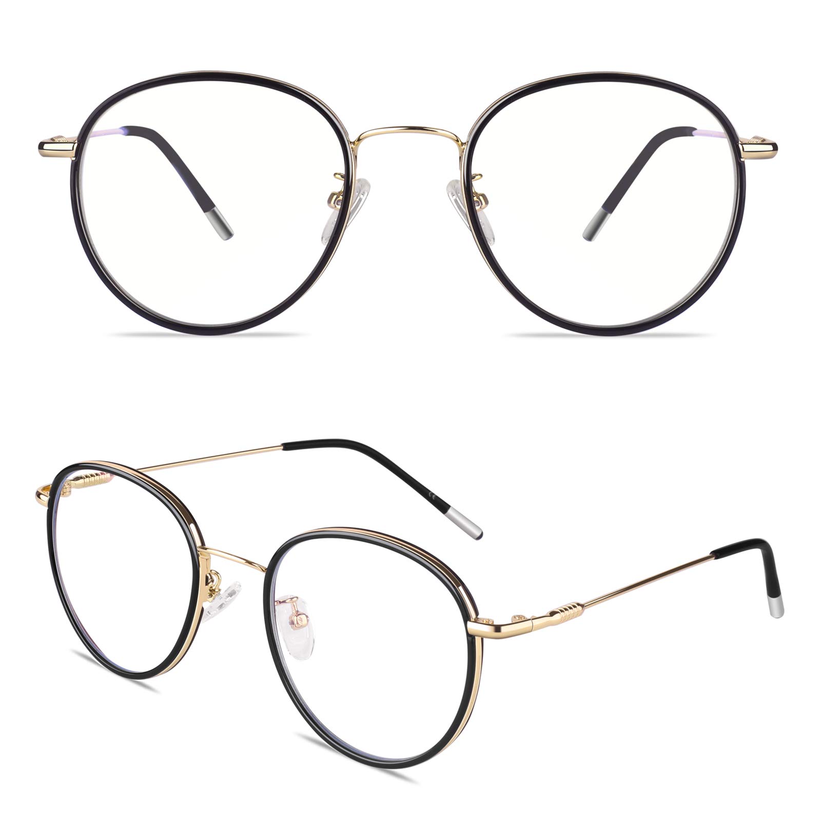 GQUEEN Blue Light Glasses Anti Eyestrain UV Glare Retro Round Blue Light Blocking Glasses for Women Men TV Phone Computer Gaming Eyeglasses — image 1