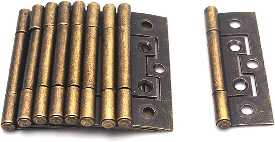 FarBoat 10Pcs Non-Mortise Flush Hinges Interior Hinges Vintage Antique for Furniture Cabinet Dresser Drawer Cupboard with Screws (Bronze, 25x69mm/1x2.7inch)