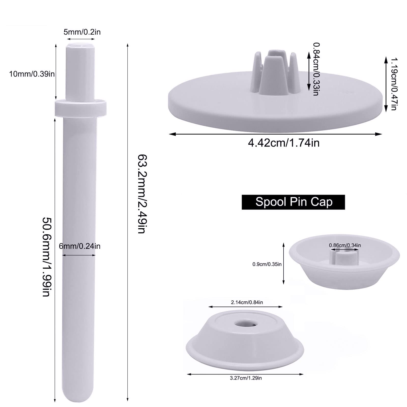 YEQIN 3Pcs Spool Pin Cap Set - Compatible with Janome, Elna, Babylock, Kenmore, Bernette, Juki, Necchi, Pfaff, Singer, Viking, White Sewing Machine