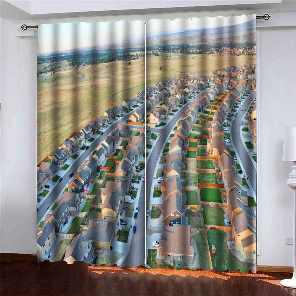 Musesh 52X63 Inch Curtains 2 Panels Small Window Curtains Blackout Window Curtain Springs View Areal Blackout Curtains for Bedroom Kitchen