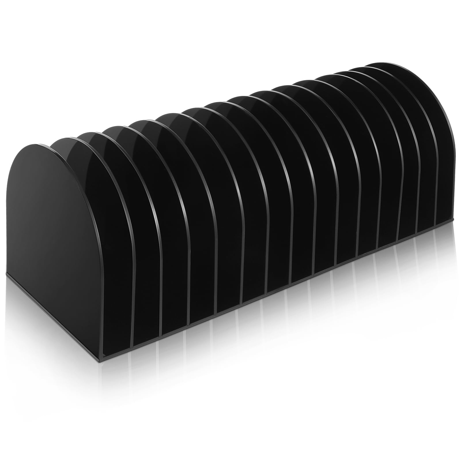 Photo 1 of Ctosree Acrylic File Organizer for Desk Vertical 15 Compartments File Sorter Mail Organizer Desktop Countertop Folder Stand Racks for Office Home School Desk(Arch,Black)